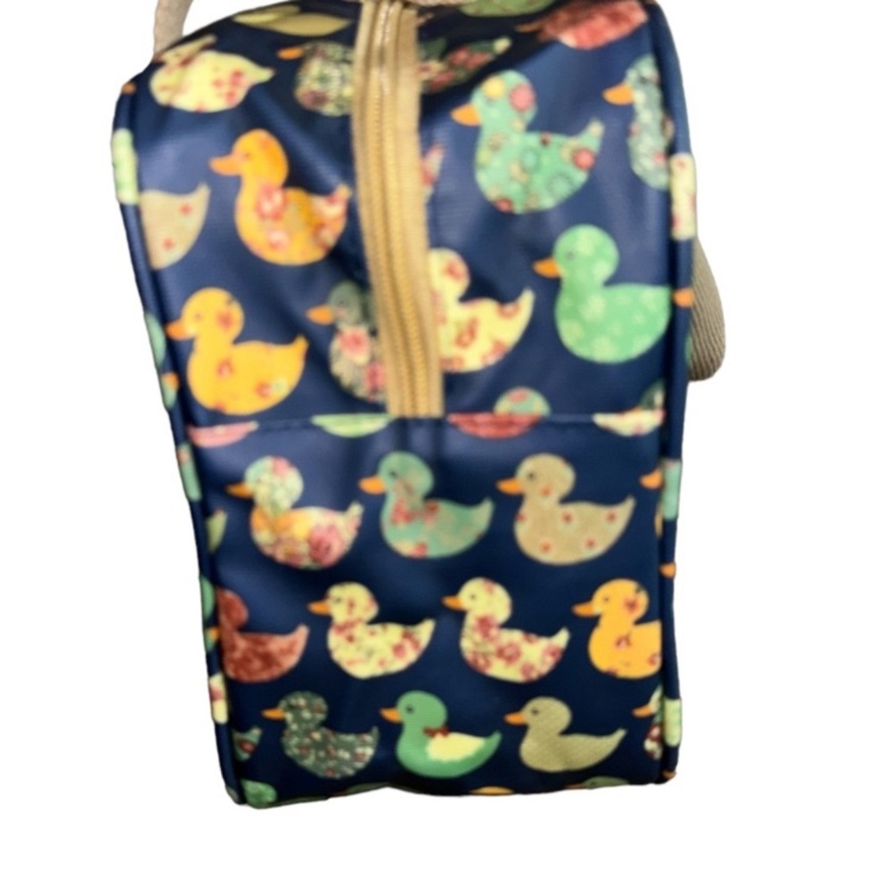 Peony Garden Duck Print Insulated Work Lunch Bag Cooler Tote Reusable Lunch Tote - Picture 3 of 7